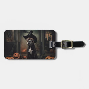 Étiquette À Bagage Staffordshire Terrier Citrouilles Halloween effray