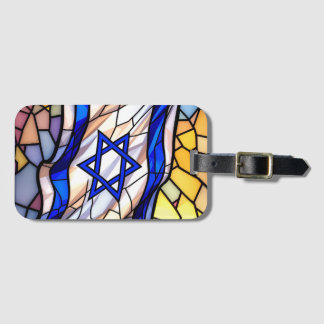 Étiquette À Bagage Stained Glass Israel Flag Mosaic Judaica Art