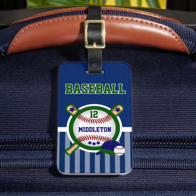 Étiquette À Bagage Star de baseball en bleu foncé et vert (Insitu Rectoal 2)