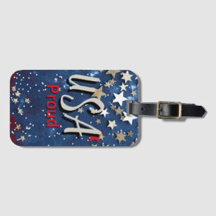 Étiquette À Bagage Star Spanged USA Fière