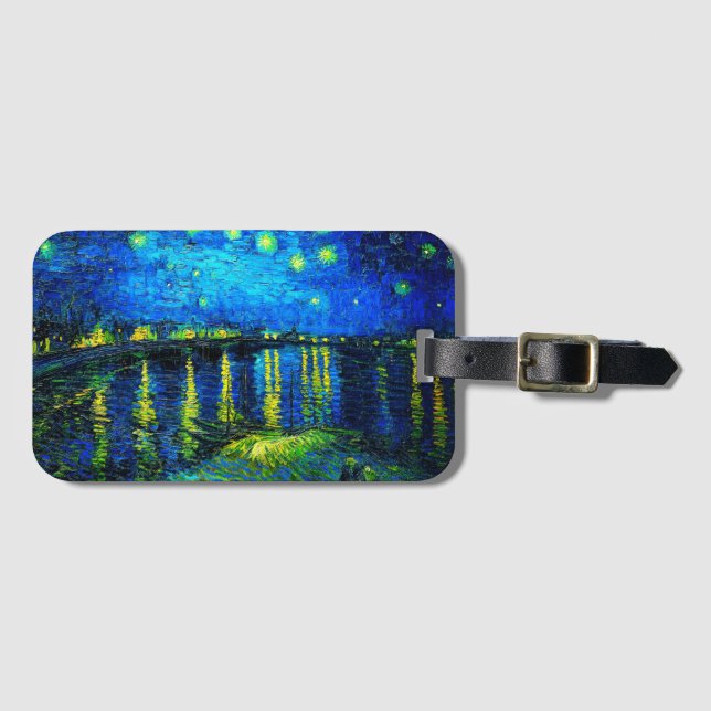 Étiquette À Bagage Starry Night Over the Rhone par Vincent Van Gogh (Devant Horizontal)