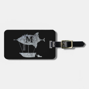 Étiquette À Bagage Steampunk Silver Zinc Airship Custom Monogramme