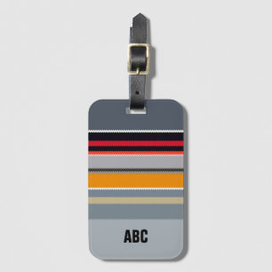 Étiquette À Bagage Stripes d'argent rouge jaune personnalisable