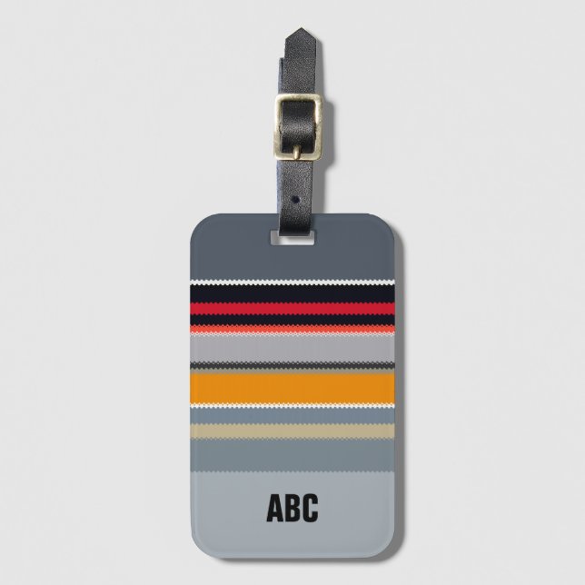 Étiquette À Bagage Stripes d'argent rouge jaune personnalisable (Devant Vertical)