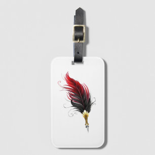 Étiquette À Bagage Stylo rouge en plumes avec nib or