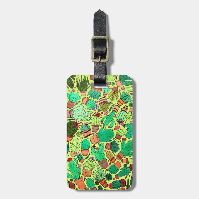 Étiquette À Bagage Succulent Cactus Pots Plante Vert Cactus Jardin (Devant Vertical)