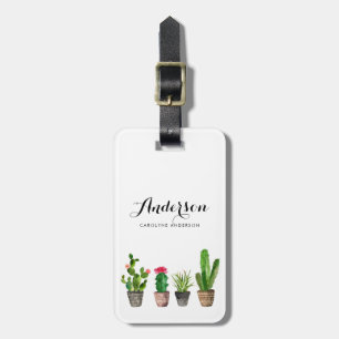 Étiquette À Bagage Succulents mis en pot d'aquarelle personnalisés
