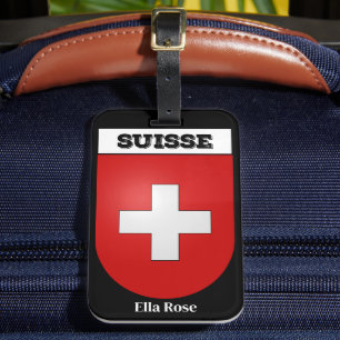 Étiquette À Bagage Suisse   Armoiries Vintages de la Suisse