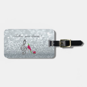 Étiquette À Bagage Suivez vos rêves, Glitterie, Talons, Clé Violine