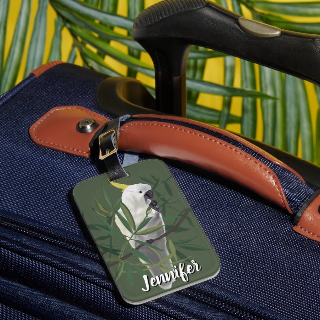 Étiquette À Bagage Sulphur-Crested Cockatoo in Tree Illustration (Insitu Rectoal 1)