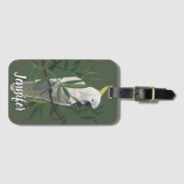 Étiquette À Bagage Sulphur-Crested Cockatoo in Tree Illustration