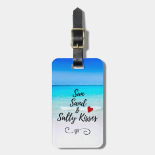 Étiquette À Bagage Sun Sand and and Salty Kisses Tropical Beach