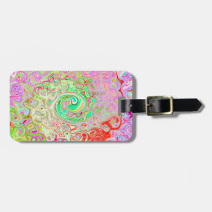 Étiquette À Bagage Super Abstrait Retro Pastel Green Liquid Swirl