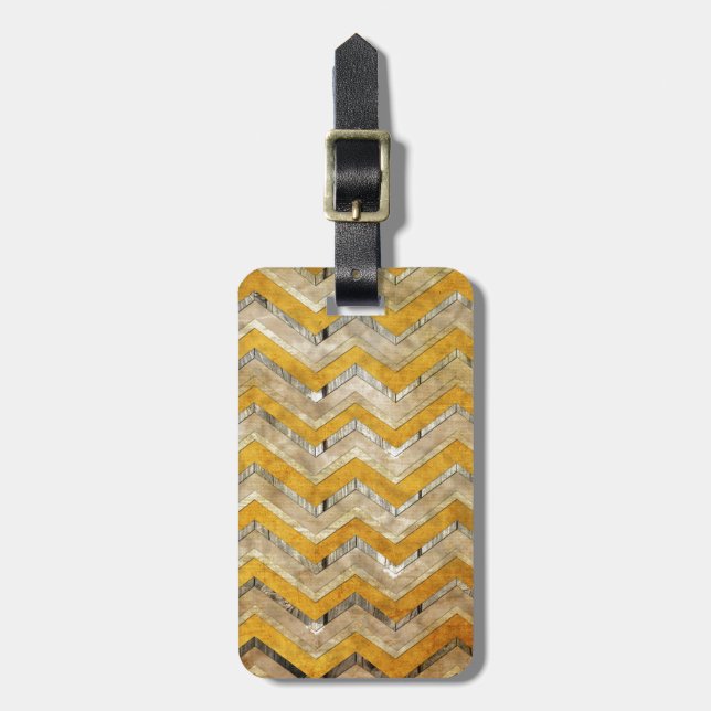 Étiquette À Bagage Superbe cool chevron zigzag motif marbre de bois (Devant Vertical)