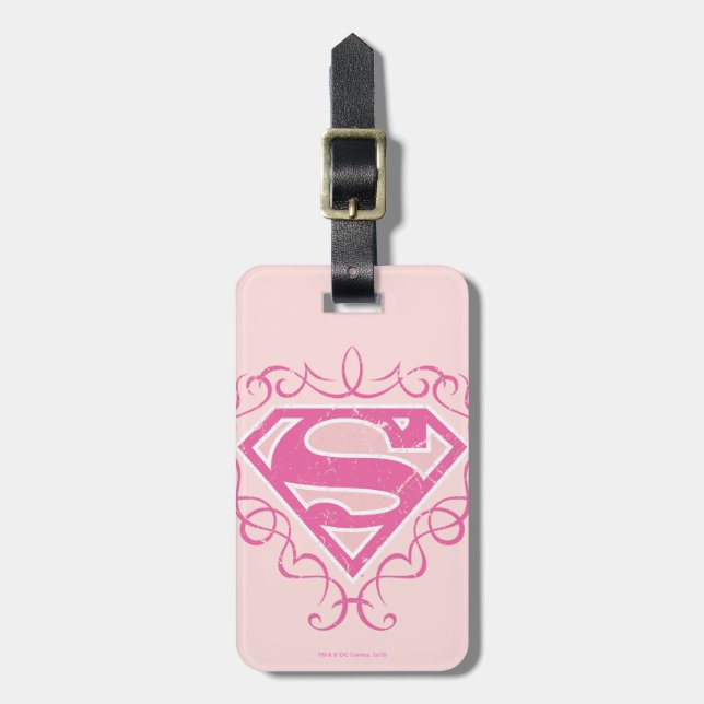 Étiquette À Bagage Supergirl Pink Stripes (Devant Vertical)