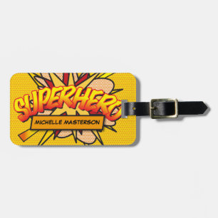Étiquette À Bagage SUPERHERO Fun Retro Comédie Livre Pop Art
