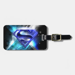 Étiquette À Bagage Superman Stylisé   Logo en cristal bleu blanc