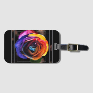 Étiquette À Bagage Surfer sur le Rose Rainbow