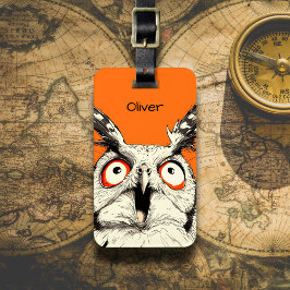Étiquette À Bagage Surprised Owl Illustration
