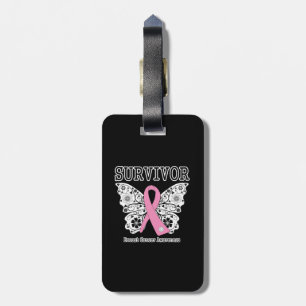 Étiquette À Bagage SURVIVANT - papillon de cancer du sein