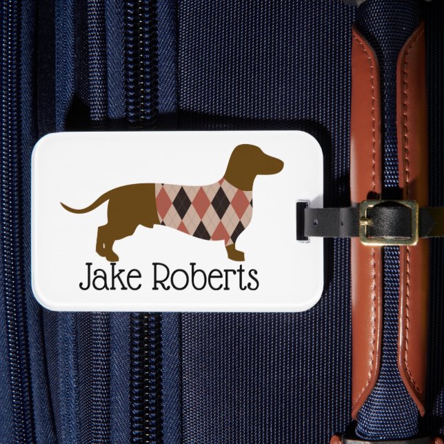 Étiquette À Bagage Sweater Dachshund Personnalisé (Insitu Rectoal 4)