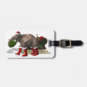 Étiquette À Bagage Sweet Santa Claus Elephant