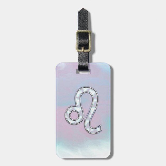 Étiquette À Bagage Symbole de Leo Zodiac sur Pastels Style Nacre Impr (Devant Vertical)