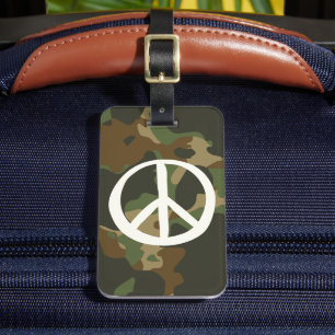 Étiquette À Bagage SYMBOLE DE PAIX - Camouflage hippie vert kaki