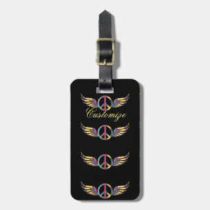 Étiquette À Bagage Symbole de paix hippie ailé Thunder_Cove