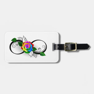 Étiquette À Bagage Symbole d'infini avec Rose arc-en-ciel