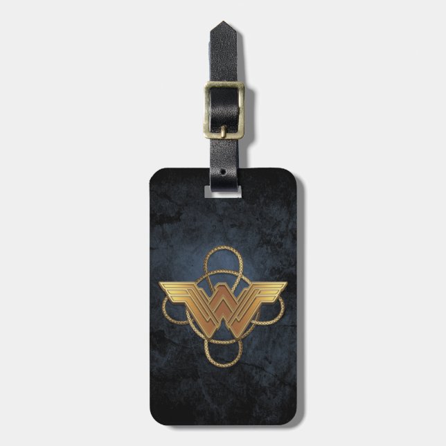 Étiquette À Bagage Symbole d'or Wonder Woman sur Lasso (Devant Vertical)