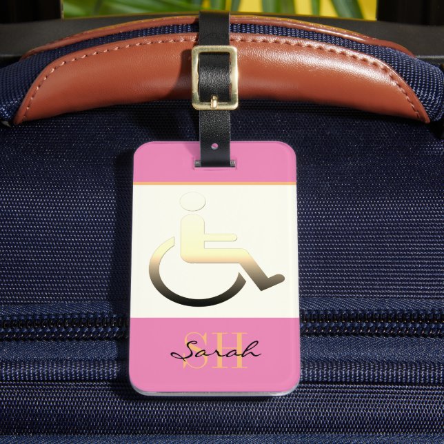 Étiquette À Bagage Symbole et monogrammed / Balise de bagage rose dés (Insitu Rectoal 2)