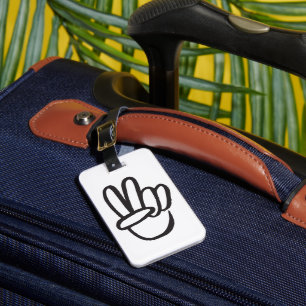 Étiquette À Bagage Symbole PAIX signe Hippie 60s Amour V Main Noir