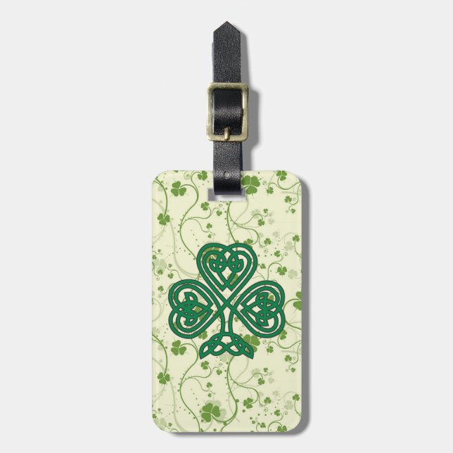 ÉTIQUETTE À BAGAGE SYMBOLE SHAMROCK IRLANDAIS (Devant Vertical)