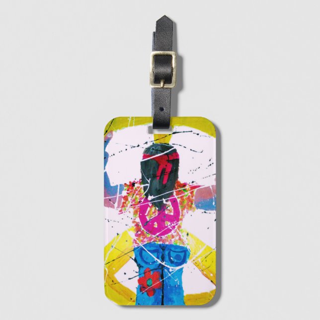 Étiquette À Bagage SYMBOLE super DE LA PAIX Hippie (Devant Vertical)