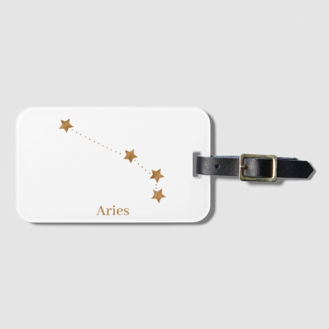 Étiquette À Bagage SYMBOLE Zodiaque moderne Gold Aries | Incendie d'é (Devant Horizontal)