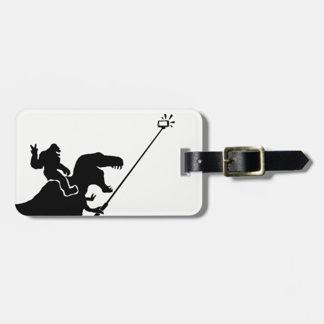 Étiquette À Bagage T-rex et selfie de Bigfoot (Devant horizontal)