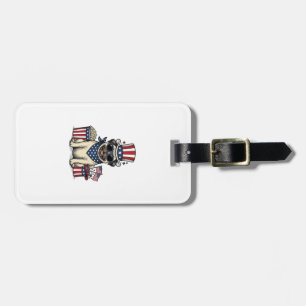 Étiquette À Bagage T-shirt de chien avec gravure vintage Pug patrioti