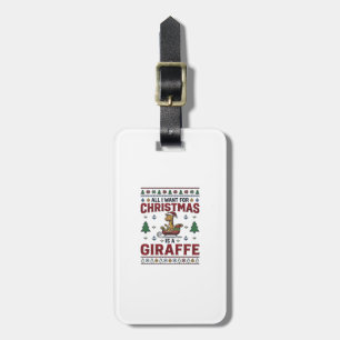 Étiquette À Bagage T-Shirt Noël Girafe Chariot Drôle Vacances Des