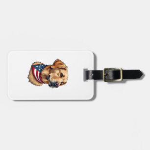 Étiquette À Bagage T-shirt vintage tête de Golden Retriever patriotiq