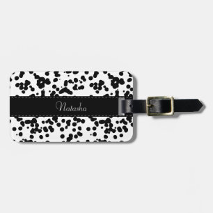 Étiquette À Bagage Taches dalmatiennes noires et blanches