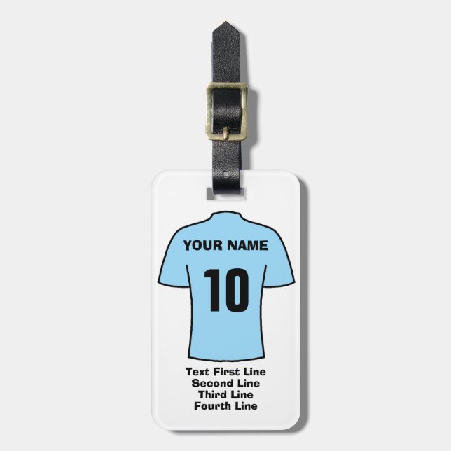 Étiquette À Bagage Tag de bagage de football - avec Chemise bleue Sky (Devant Vertical)