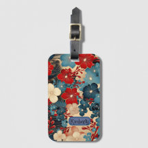 Tag de bagage floral d'inspiration japonaise
