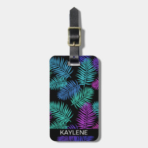 Étiquette À Bagage Tag de bagage personnalisé Feuilles de palme tropi