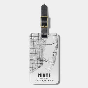 Étiquette À Bagage Tag de bagages Miami, Floride City Map Topographie
