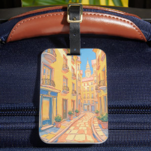 Étiquette À Bagage Tag de bagages Sunny European Street - Voyage conf
