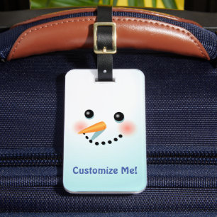 Étiquette À Bagage Tag de dessin du visage de Snowman givré