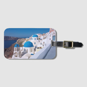 Étiquette À Bagage Tag de l'affiche du village d'Oia à Santorin