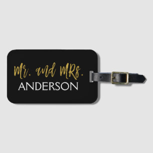 Étiquette À Bagage Tag de sac à bagages Gold Foil M. et Mme