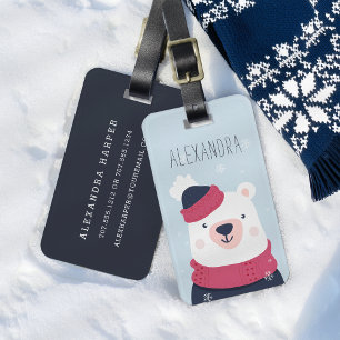 Étiquette À Bagage Tag de sac personnalisé de l'ours polaire d'hiver